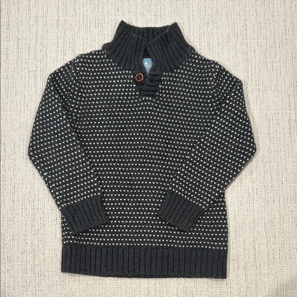 Boys Gray Sweater With Button Collar